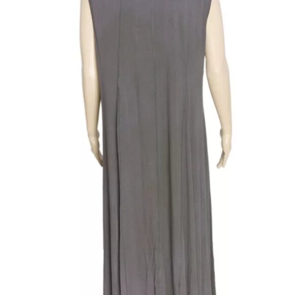 Anthropologie Caite Floral Embroidered Sleeveless V Neck Gray Maxi Dress S & L - Picture 3 of 4